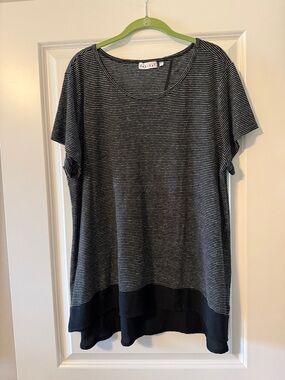 Habitat Black & White Striped Short Sleeve Knit Tunic with Contrast Hem